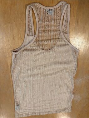 rebels ~ Cream Beige Lace-Striped Racerback Tank